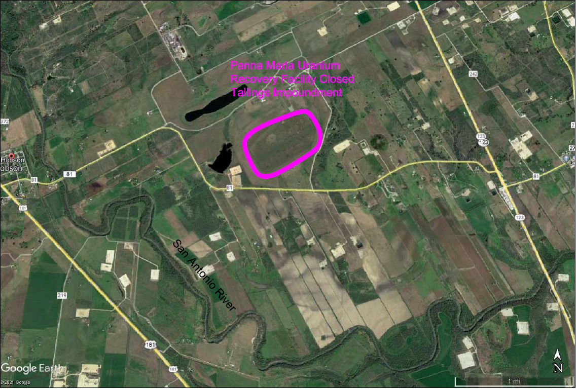 Fig. 2: Closed Tailings Impoundment Location Map (modified from Google Earth 2019 Aerial Photography)